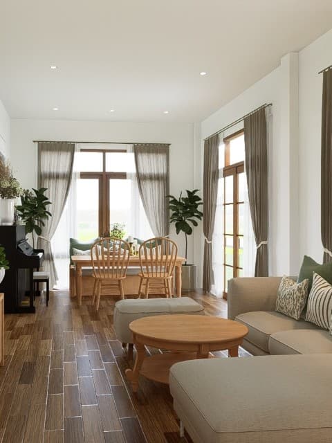 ภาพเรนเดอร์ห้องนั่งเล่นที่ตกแต่งแล้วเสร็จ 4